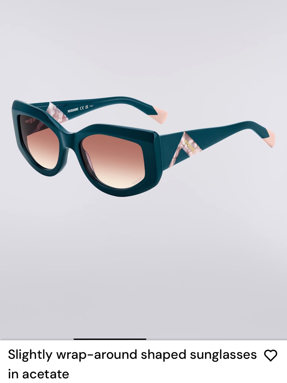 Missoni Teal Cat-Eye Sunglasses with Brown Gradient Lenses